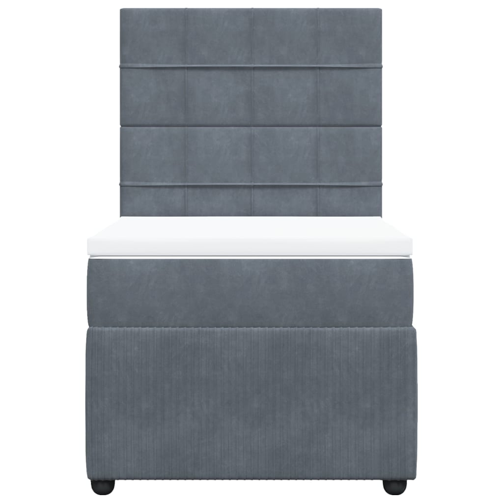 Sommier tapissier avec matelas gris foncé 100x200 cm velours