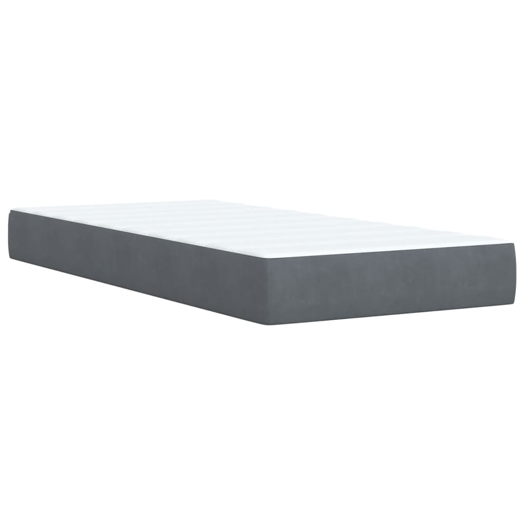 Sommier tapissier avec matelas gris foncé 100x200 cm velours