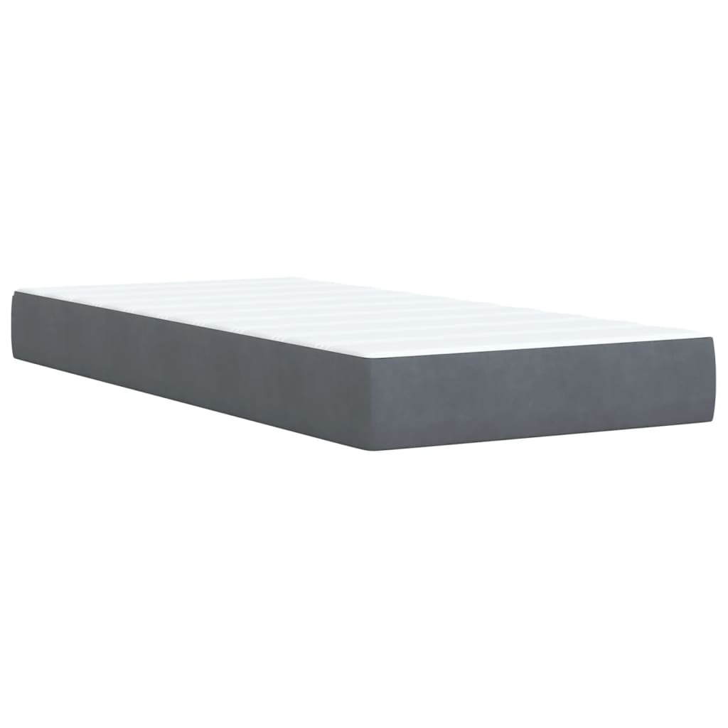 Sommier tapissier avec matelas gris foncé 100x200 cm velours