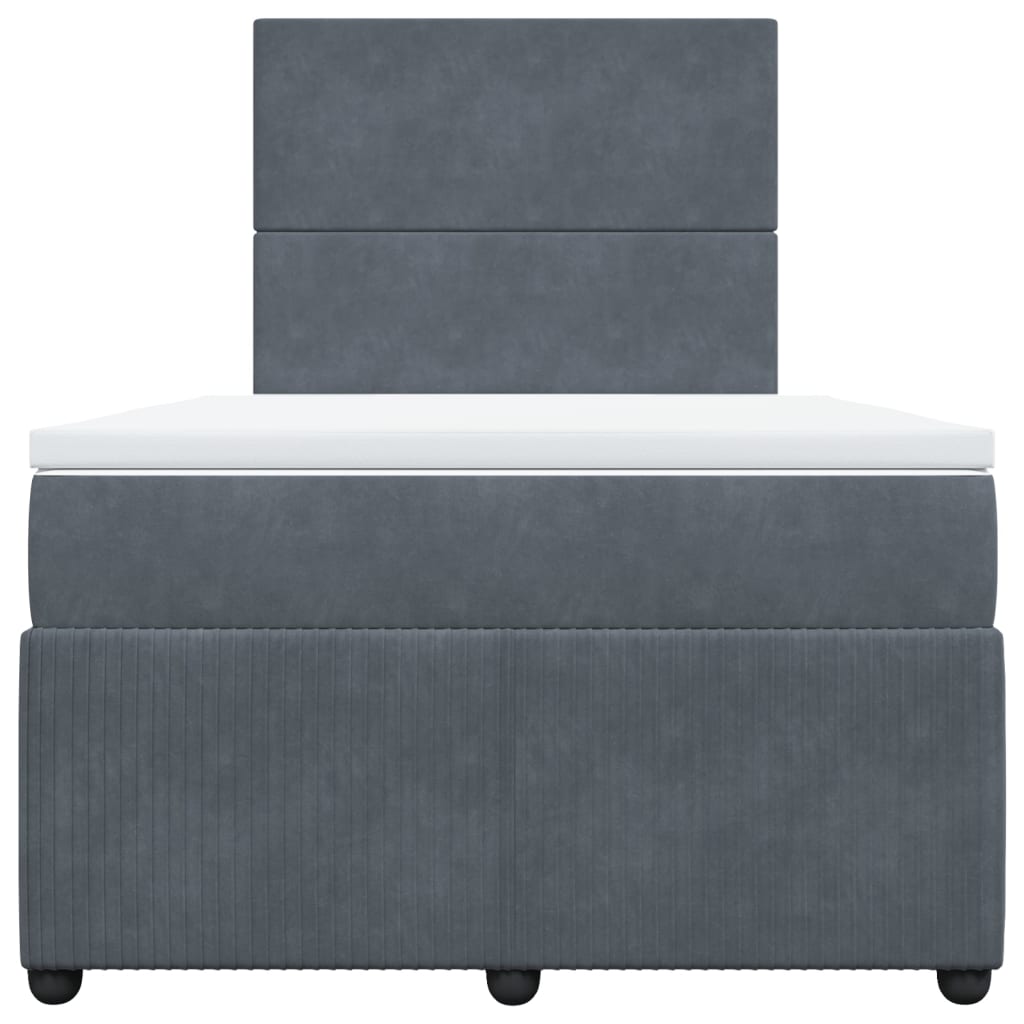 Lit à sommier tapissier avec matelas gris foncé 120x190 cm velours