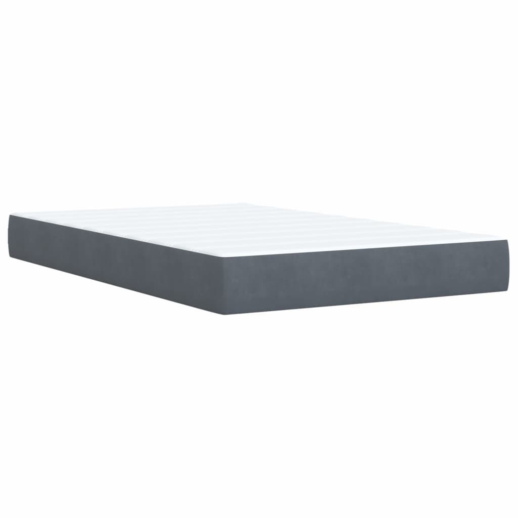 Lit à sommier tapissier avec matelas gris foncé 120x190 cm velours