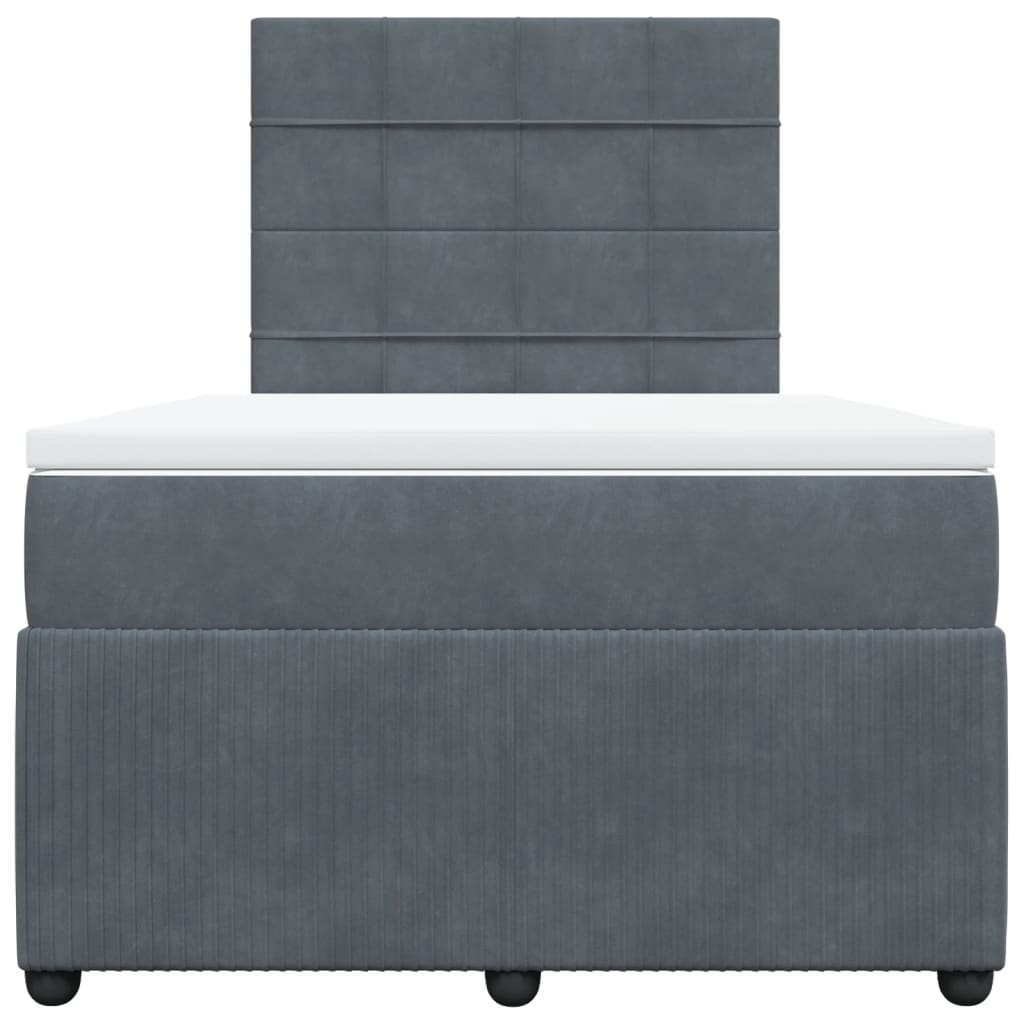 Lit à sommier tapissier avec matelas gris foncé 120x190 cm velours