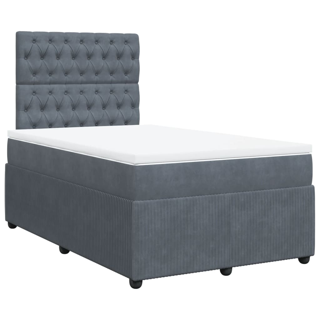 Lit à sommier tapissier avec matelas gris foncé 120x190 cm velours