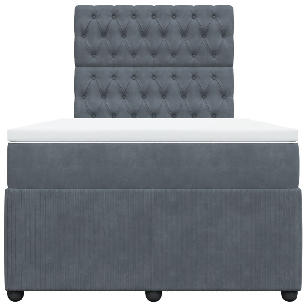 Lit à sommier tapissier avec matelas gris foncé 120x190 cm velours