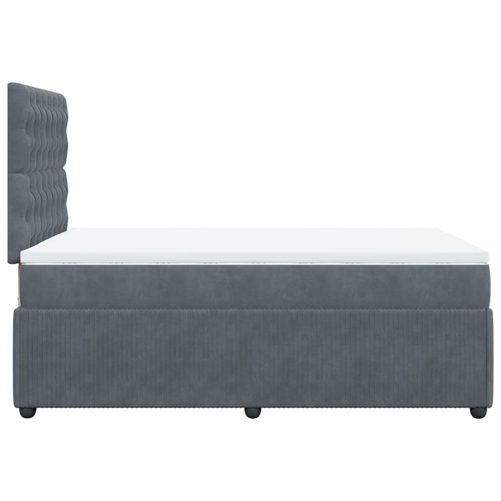 Lit à sommier tapissier avec matelas gris foncé 120x190 cm velours