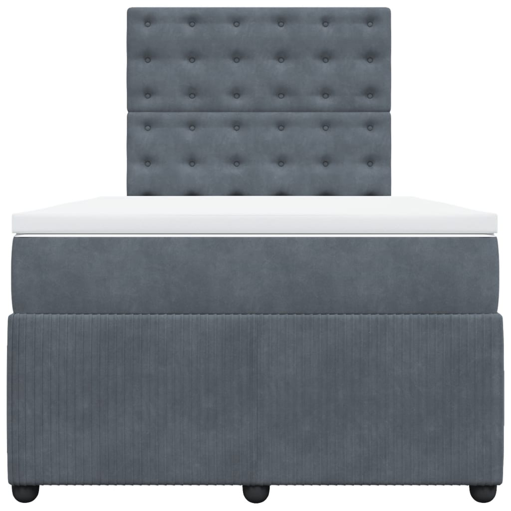 Lit à sommier tapissier avec matelas gris foncé 120x190 cm velours