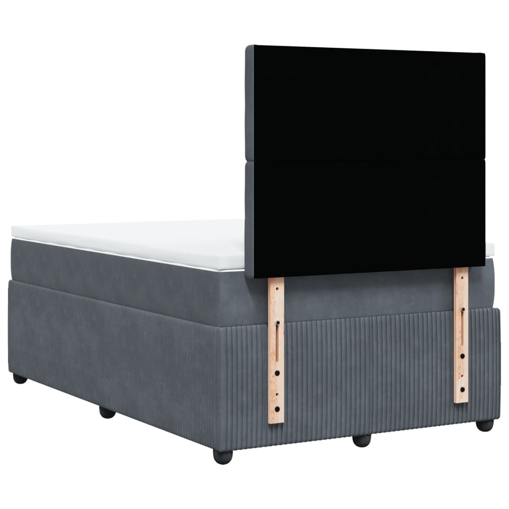 Lit à sommier tapissier avec matelas gris foncé 120x190 cm velours