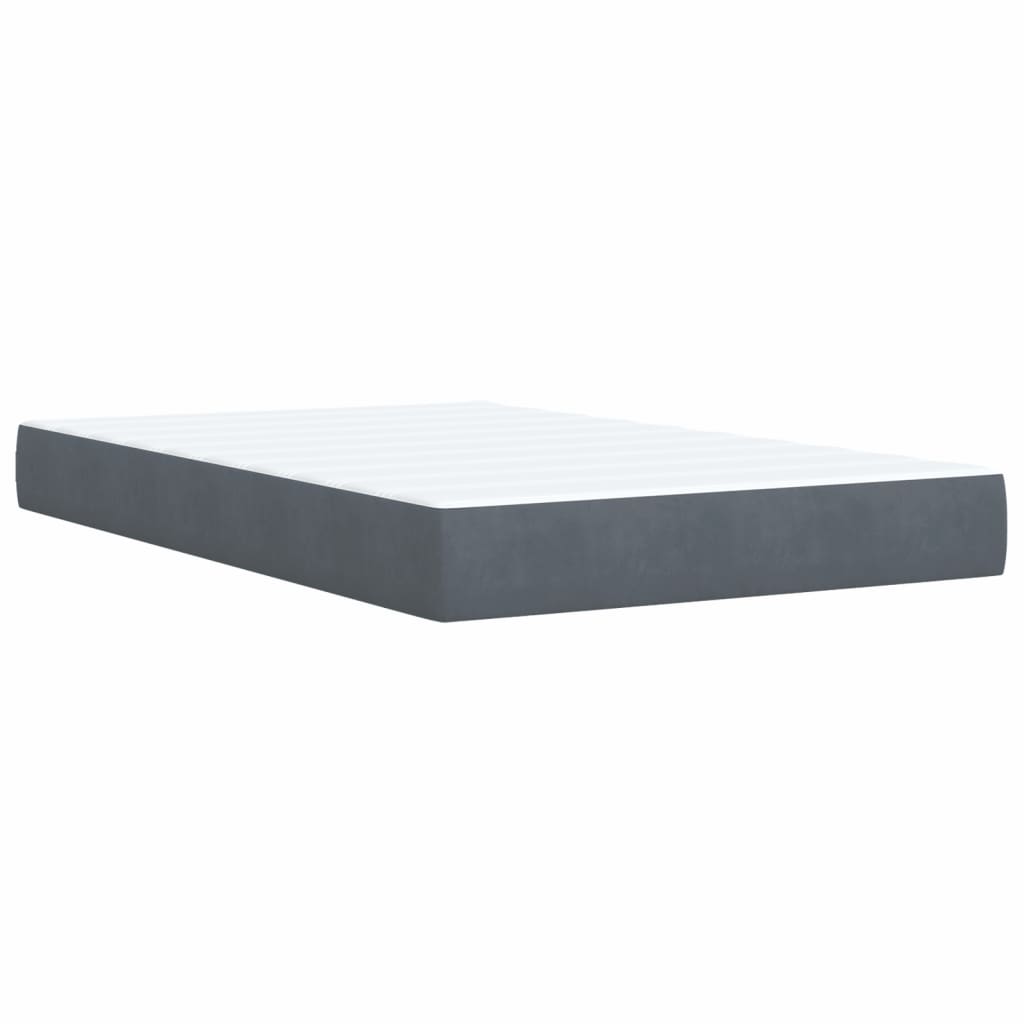 Lit à sommier tapissier avec matelas gris foncé 120x190 cm velours