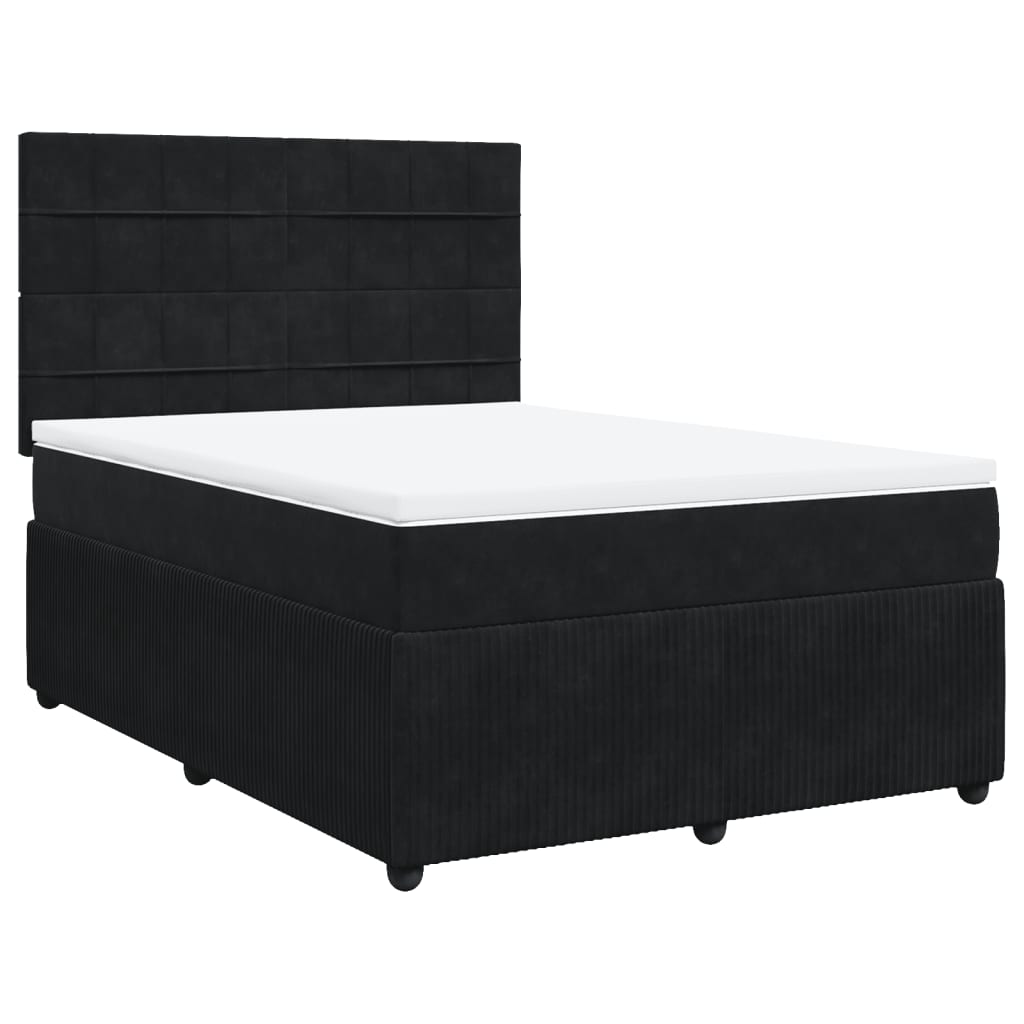 Box spring bed with mattress black 160x200 cm velvet