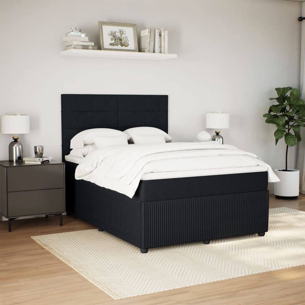 Box spring bed with mattress black 160x200 cm velvet