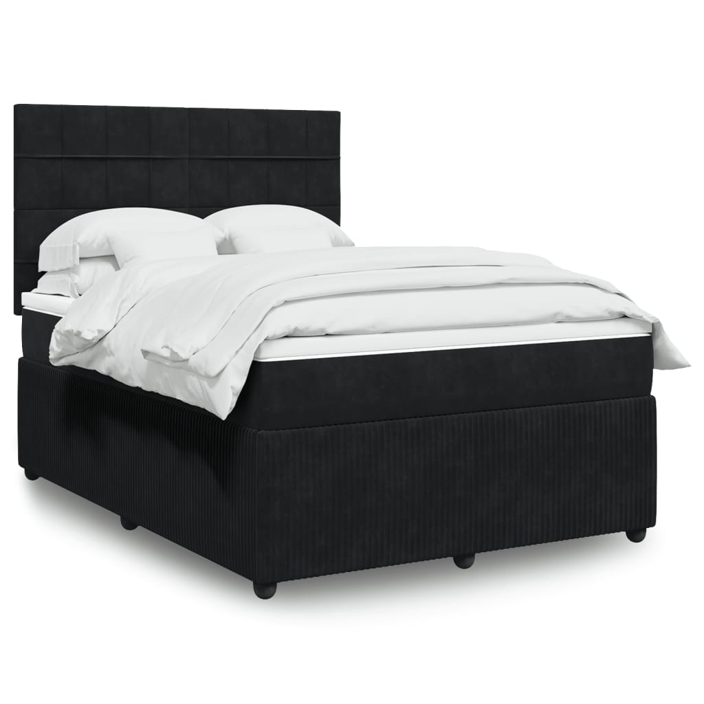 Box spring bed with mattress black 160x200 cm velvet