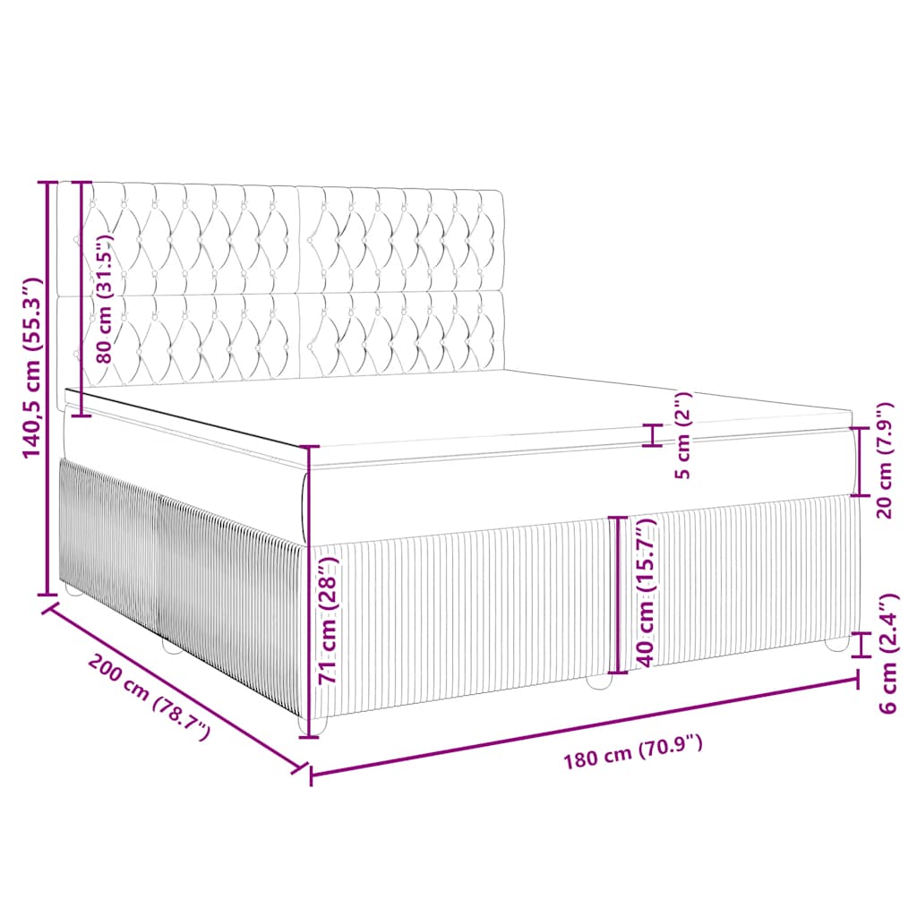 Boxspringbett mit Matratze Schwarz 180x200 cm Samt