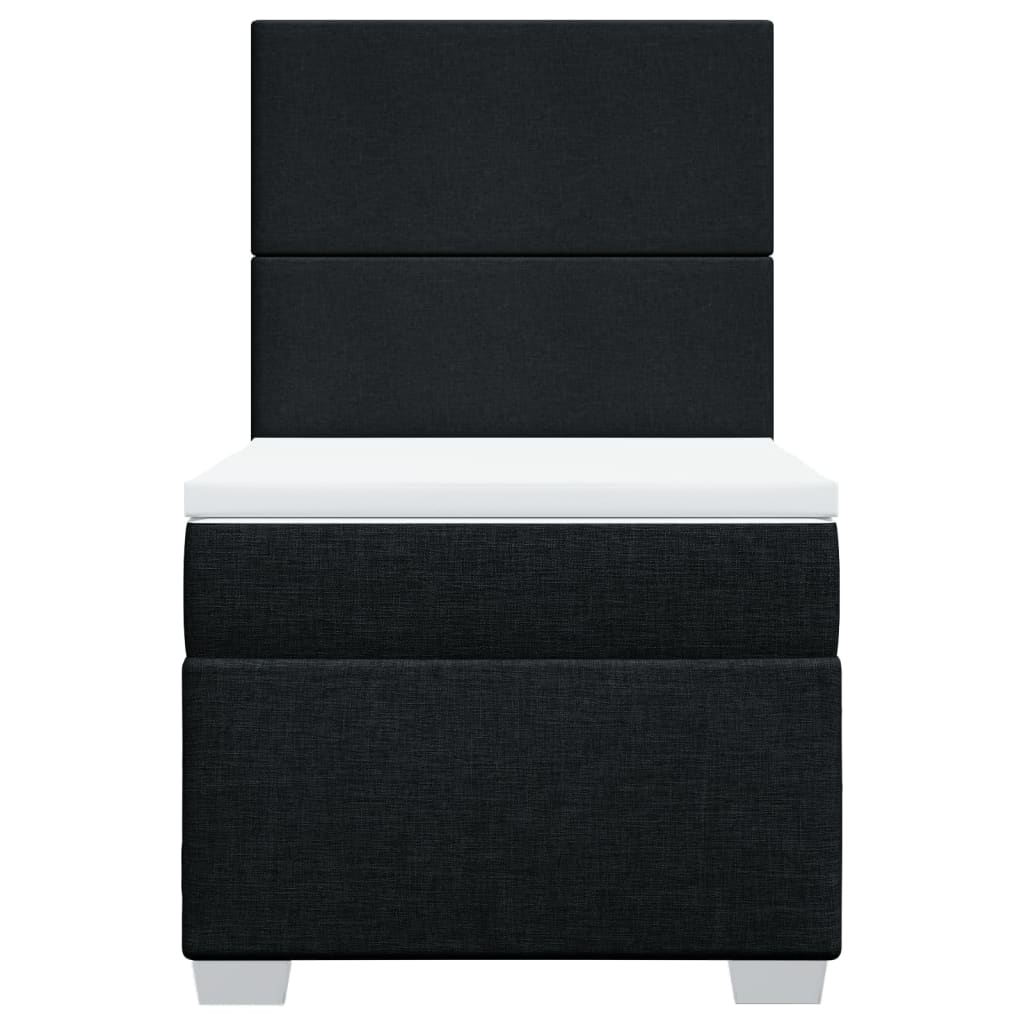 Lit à sommier tapissier avec matelas tissu noir 80x200 cm