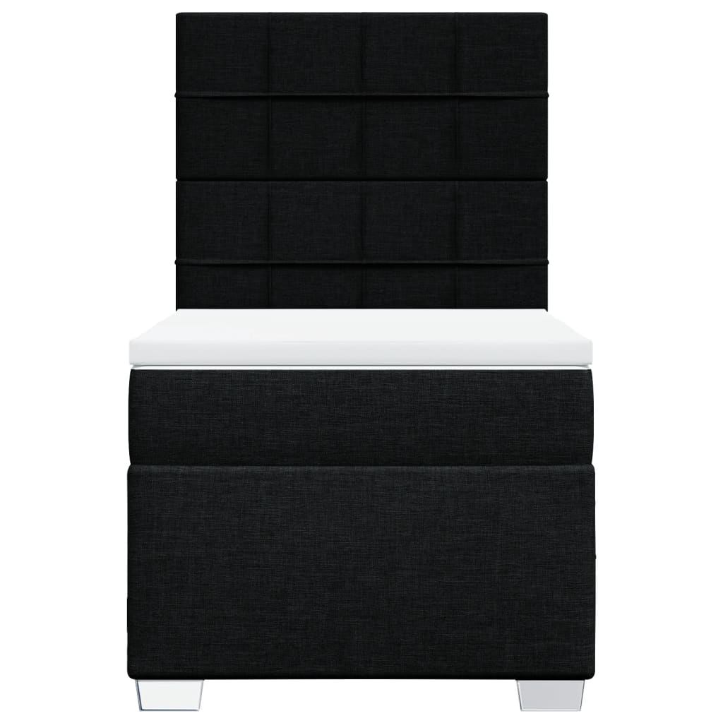 Lit à sommier tapissier avec matelas tissu noir 80x200 cm