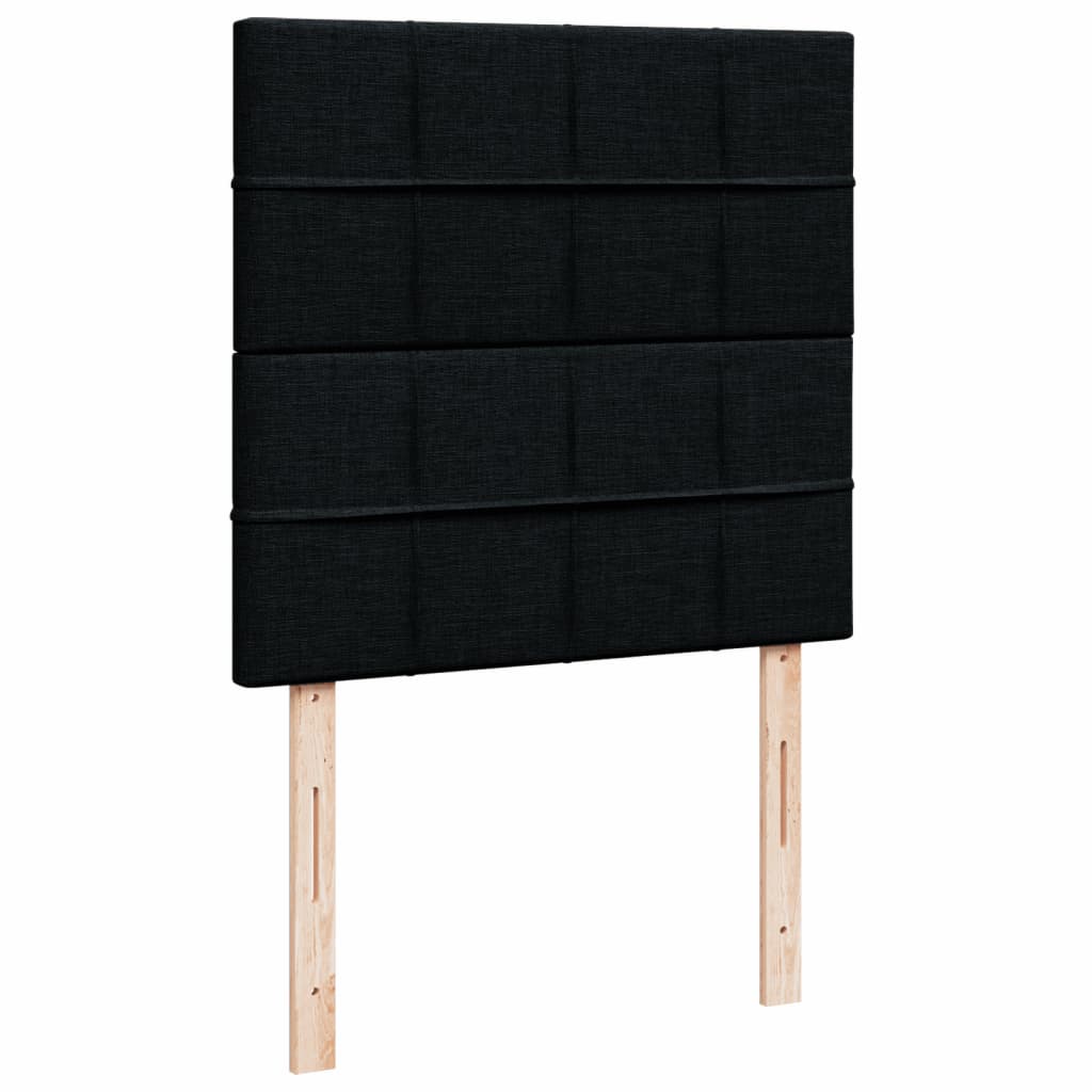 Lit à sommier tapissier avec matelas tissu noir 80x200 cm