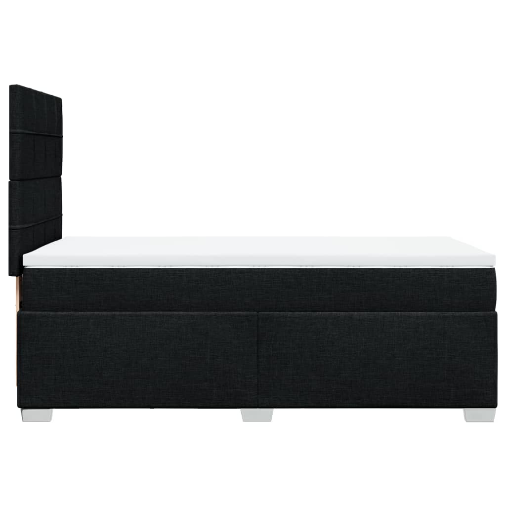 Lit à sommier tapissier avec matelas tissu noir 80x200 cm