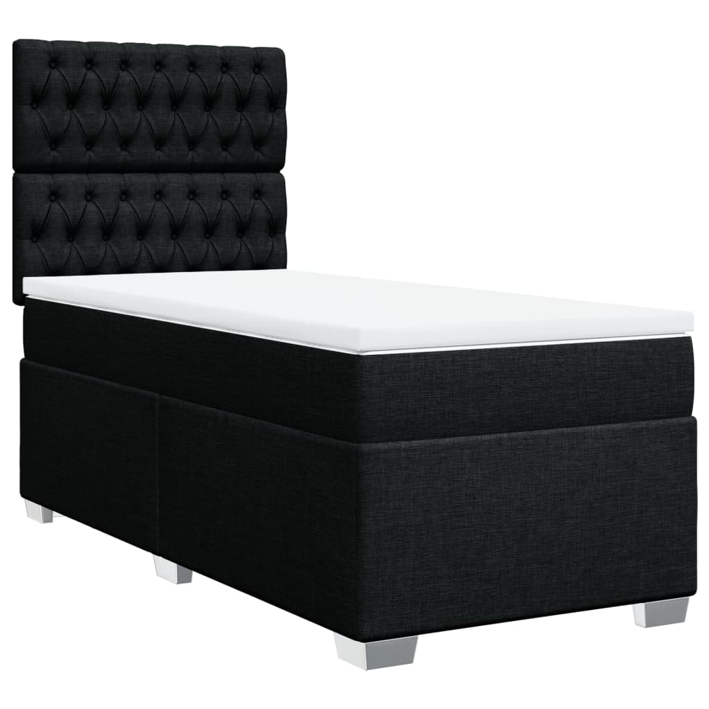 Box spring bed with mattress black 80x200 cm fabric