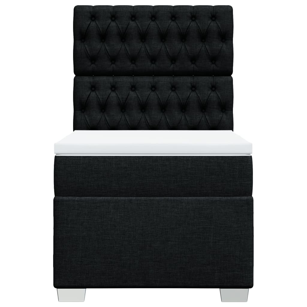 Box spring bed with mattress black 80x200 cm fabric