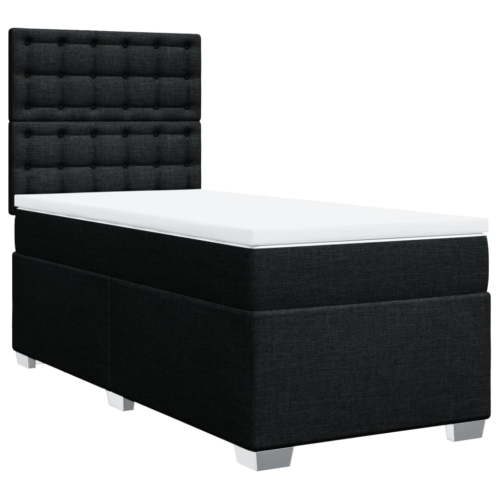 Lit à sommier tapissier avec matelas tissu noir 80x200 cm