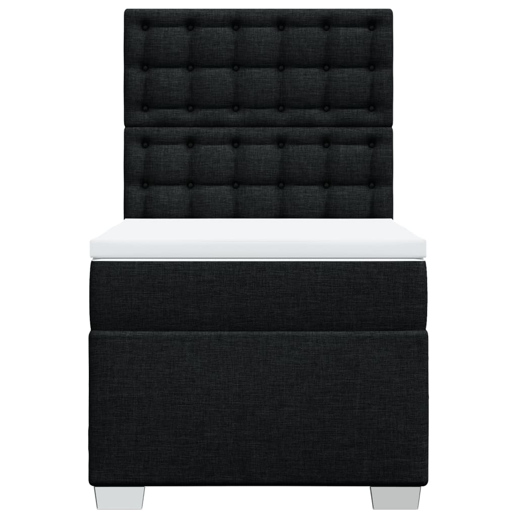 Lit à sommier tapissier avec matelas tissu noir 80x200 cm