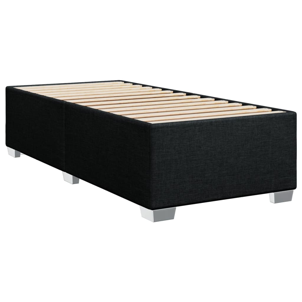 Lit à sommier tapissier avec matelas tissu noir 80x200 cm