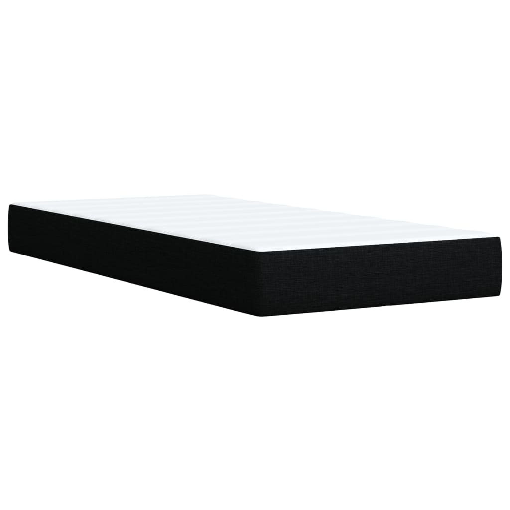 Lit à sommier tapissier avec matelas tissu noir 80x200 cm