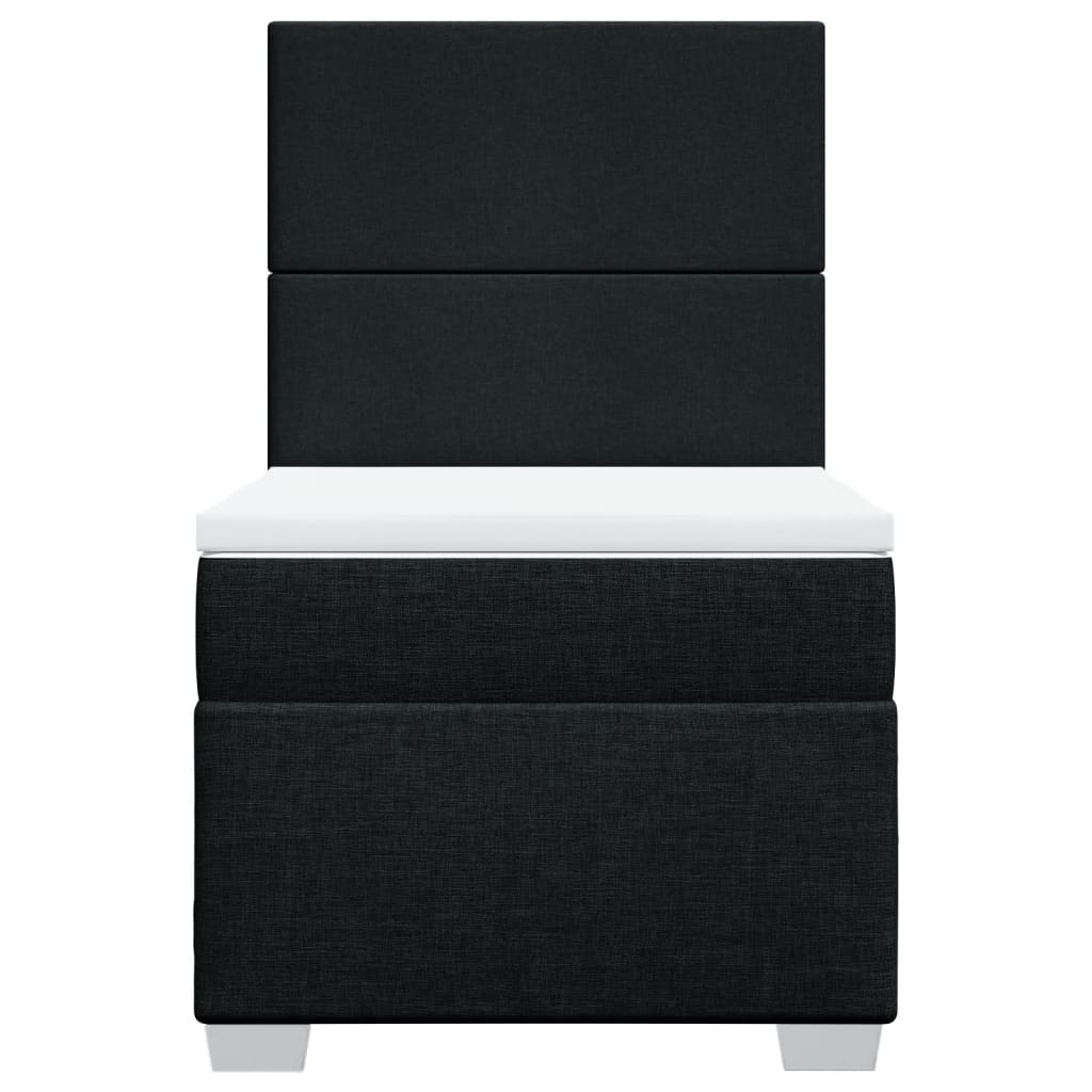 Lit sommier tapissier avec matelas tissu noir 90x190 cm