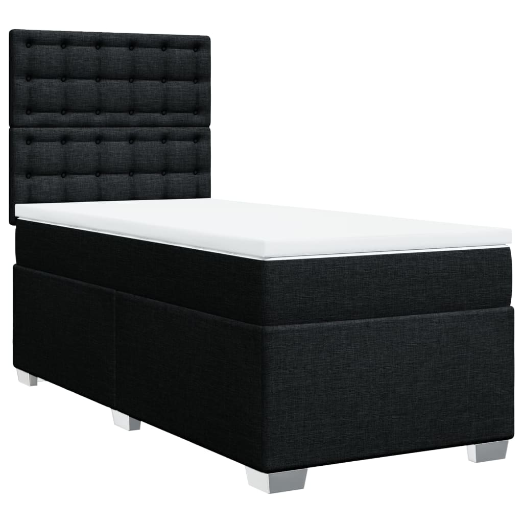 Lit sommier tapissier avec matelas tissu noir 90x190 cm