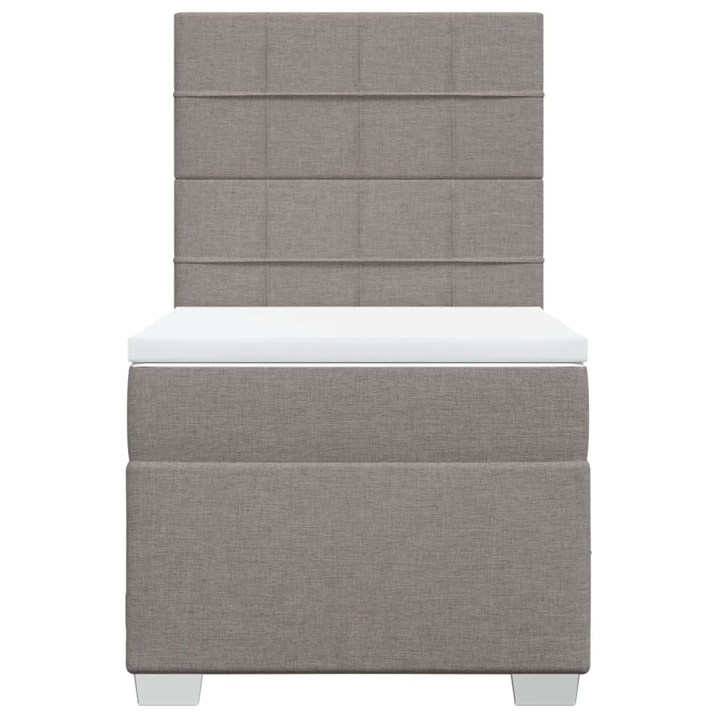 Lit sommier tapissier avec matelas tissu taupe 90x200 cm