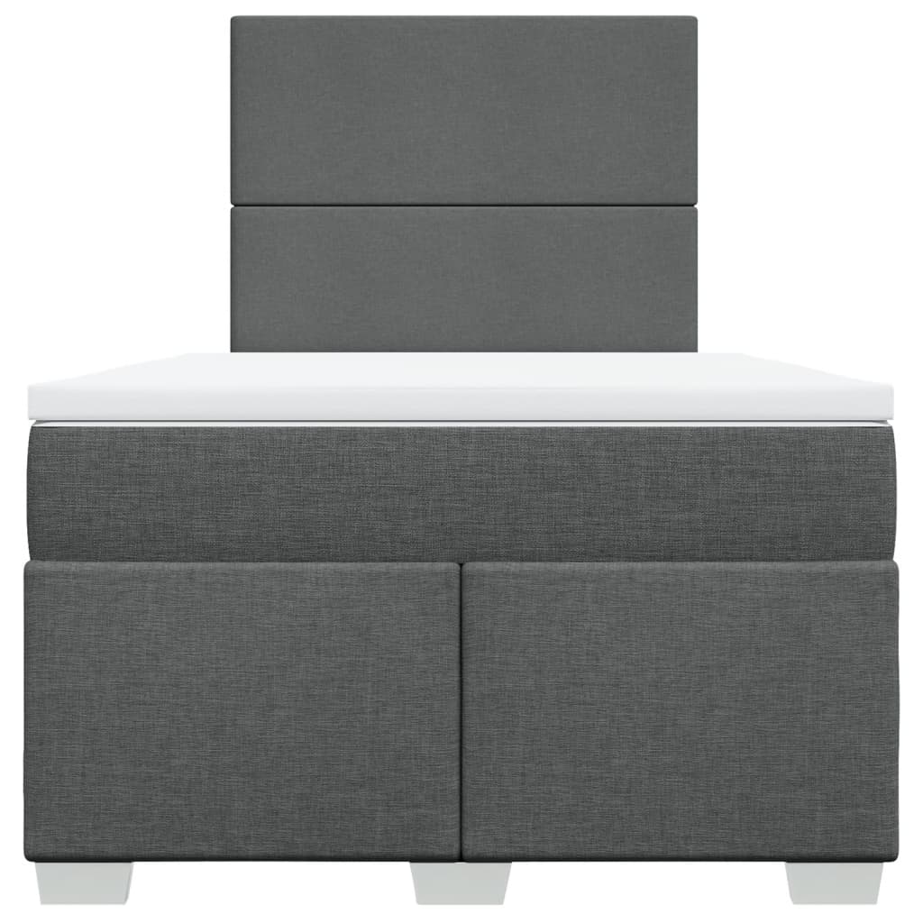 Lit à sommier tapissier avec matelas en tissu gris foncé 120x190 cm