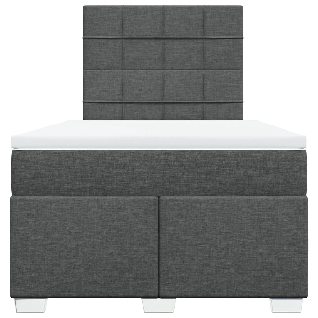Lit à sommier tapissier avec matelas en tissu gris foncé 120x190 cm