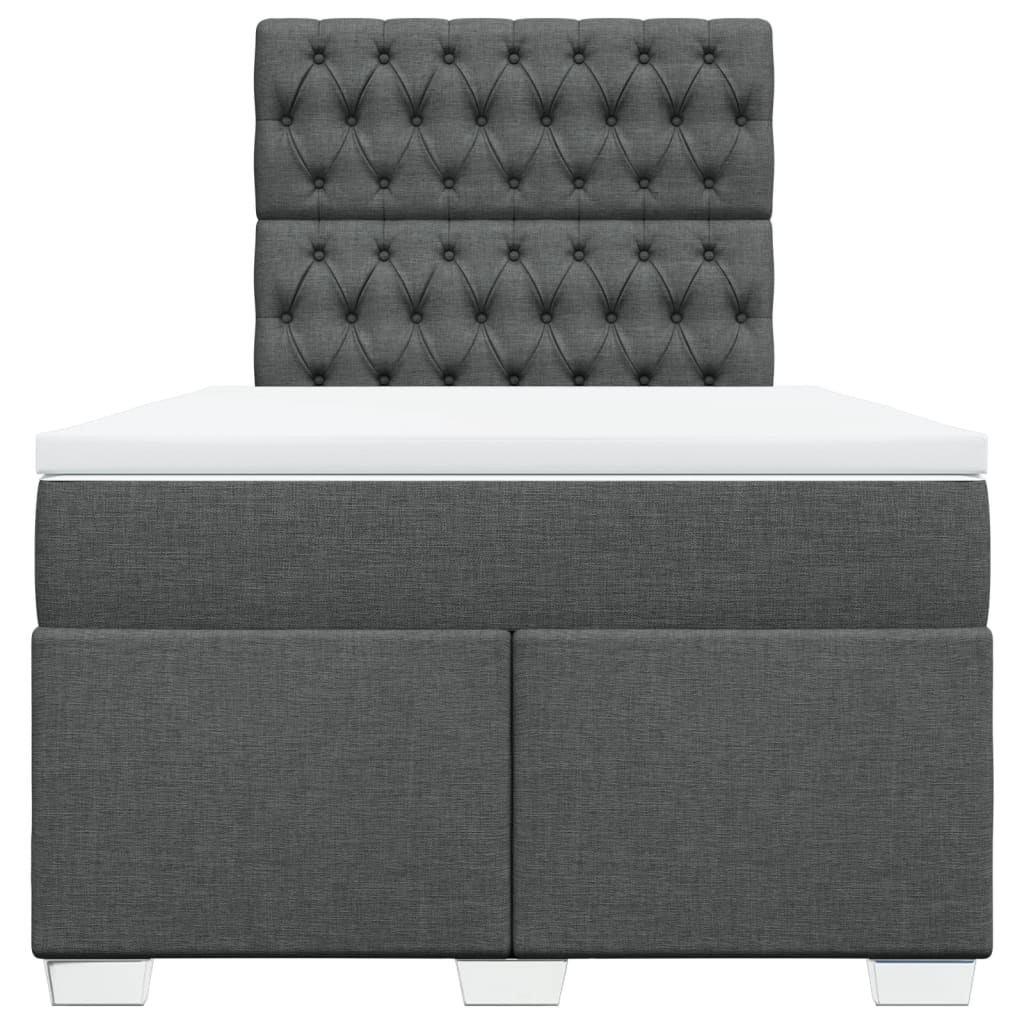 Lit à sommier tapissier avec matelas en tissu gris foncé 120x190 cm