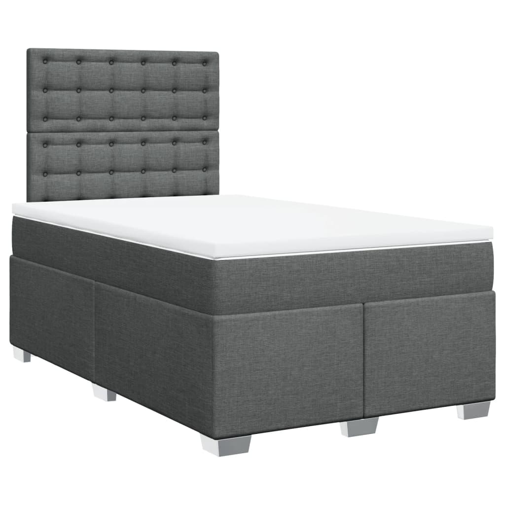 Lit à sommier tapissier avec matelas en tissu gris foncé 120x190 cm