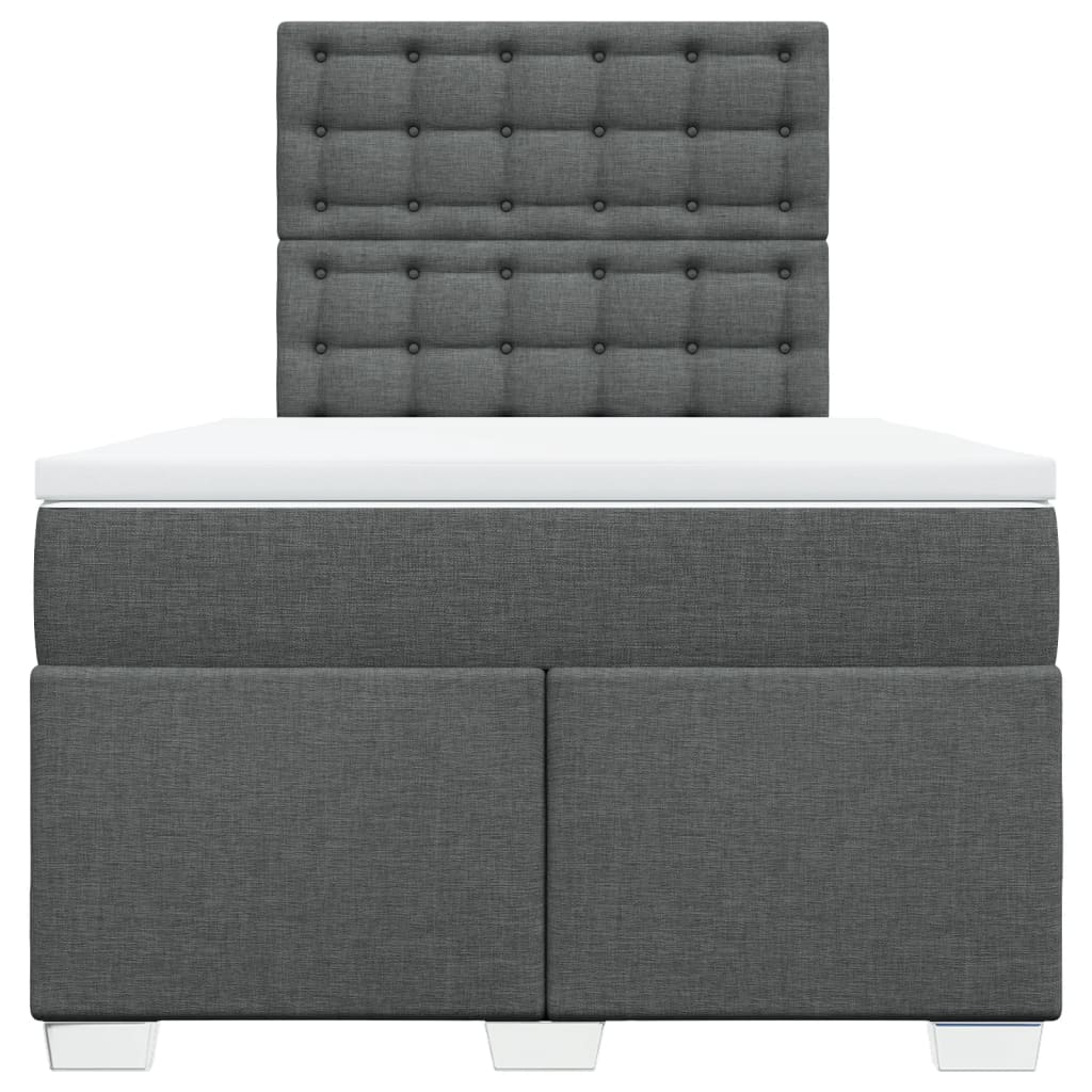 Lit à sommier tapissier avec matelas en tissu gris foncé 120x190 cm