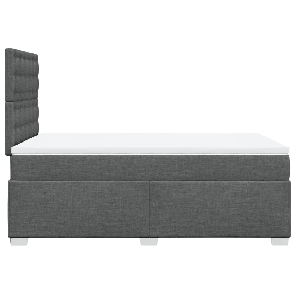 Lit à sommier tapissier avec matelas en tissu gris foncé 120x190 cm