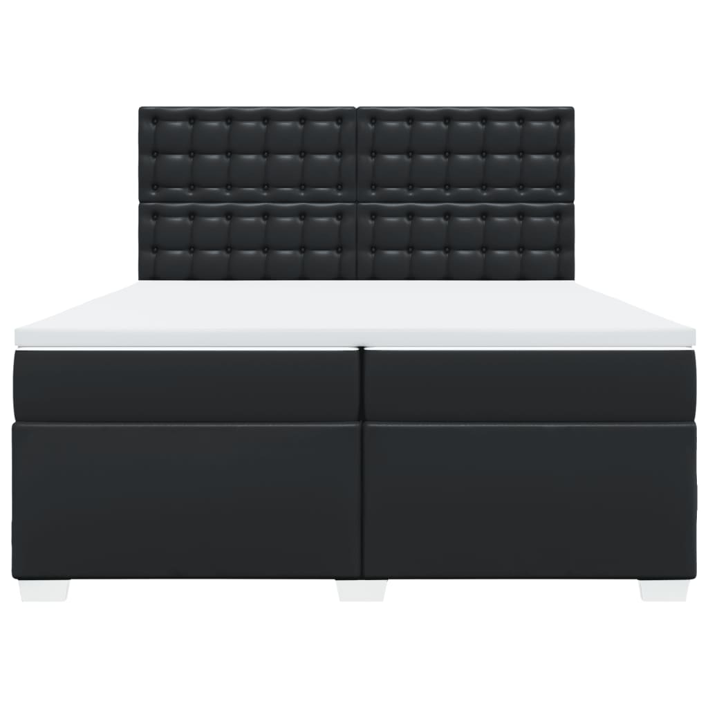 Sommier tapissier avec matelas noir 200x200 cm cuir artificiel