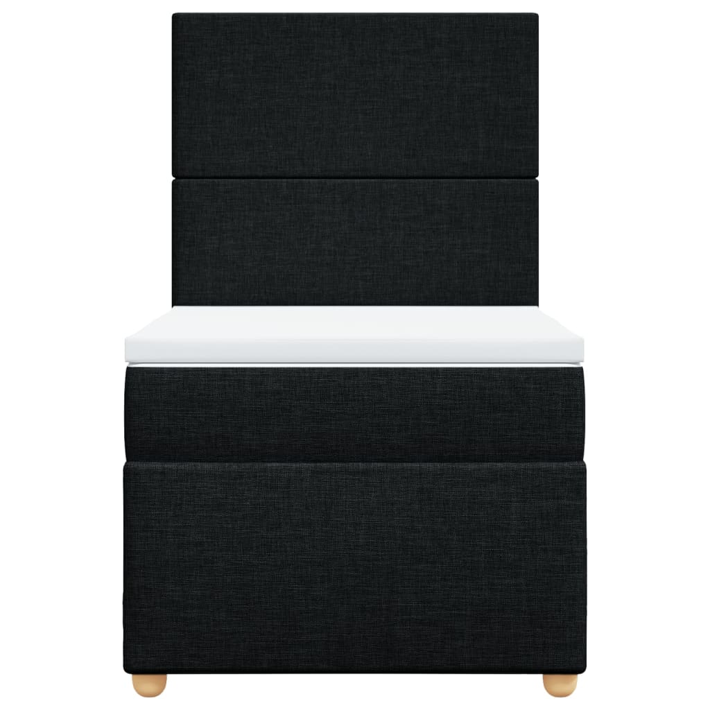 Lit à sommier tapissier avec matelas tissu noir 80x200 cm