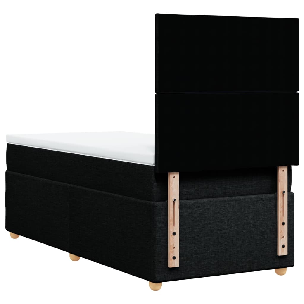 Lit à sommier tapissier avec matelas tissu noir 80x200 cm