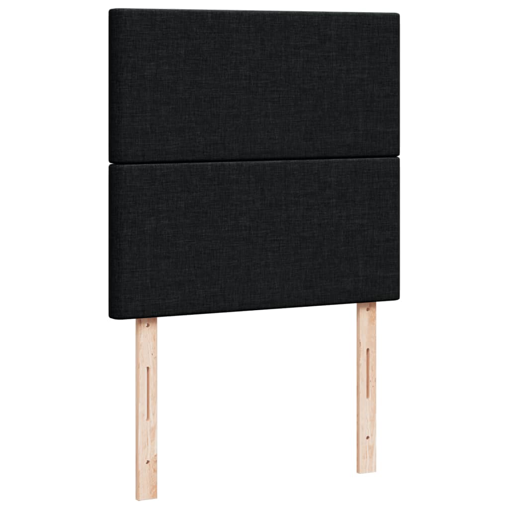 Lit à sommier tapissier avec matelas tissu noir 80x200 cm