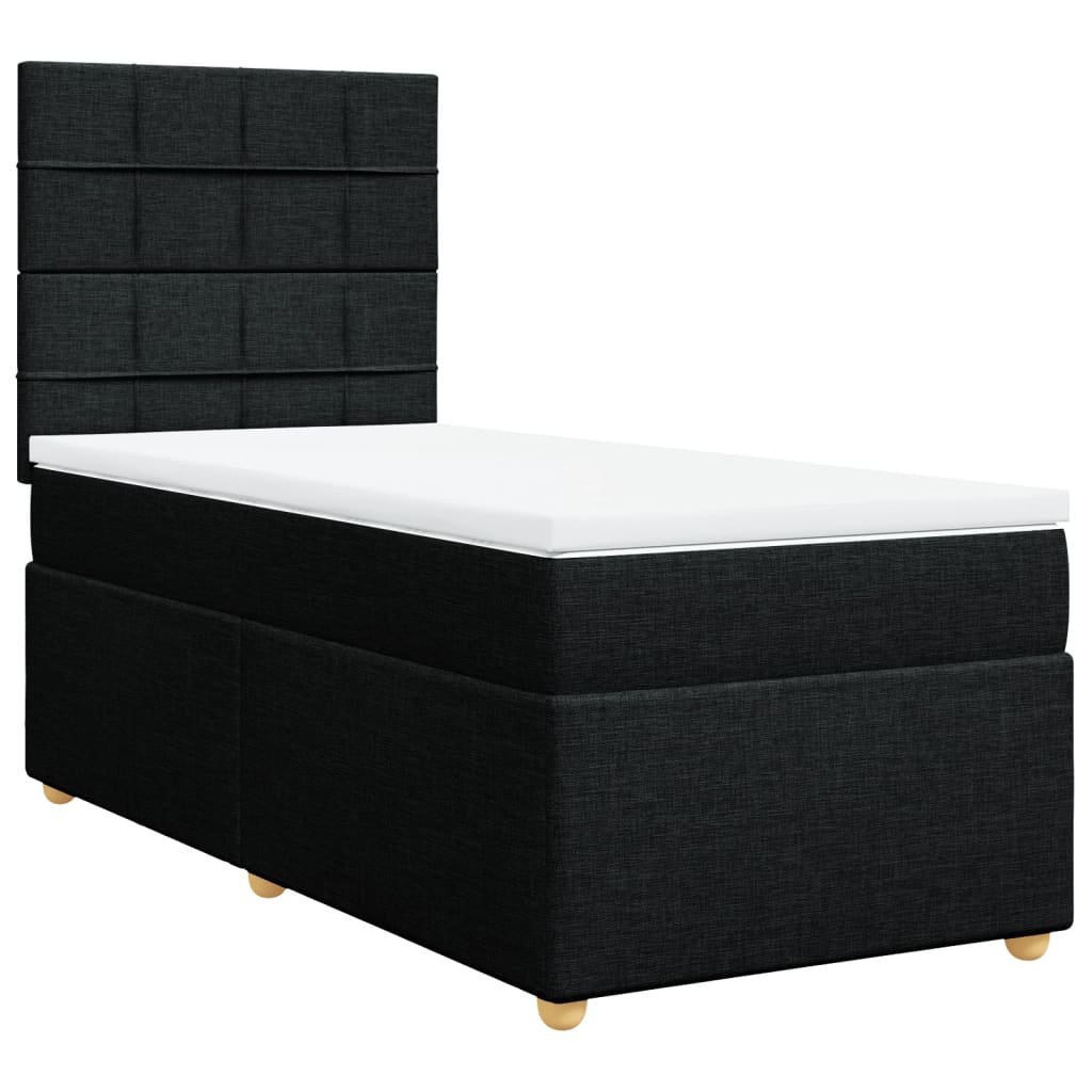 Lit à sommier tapissier avec matelas tissu noir 80x200 cm