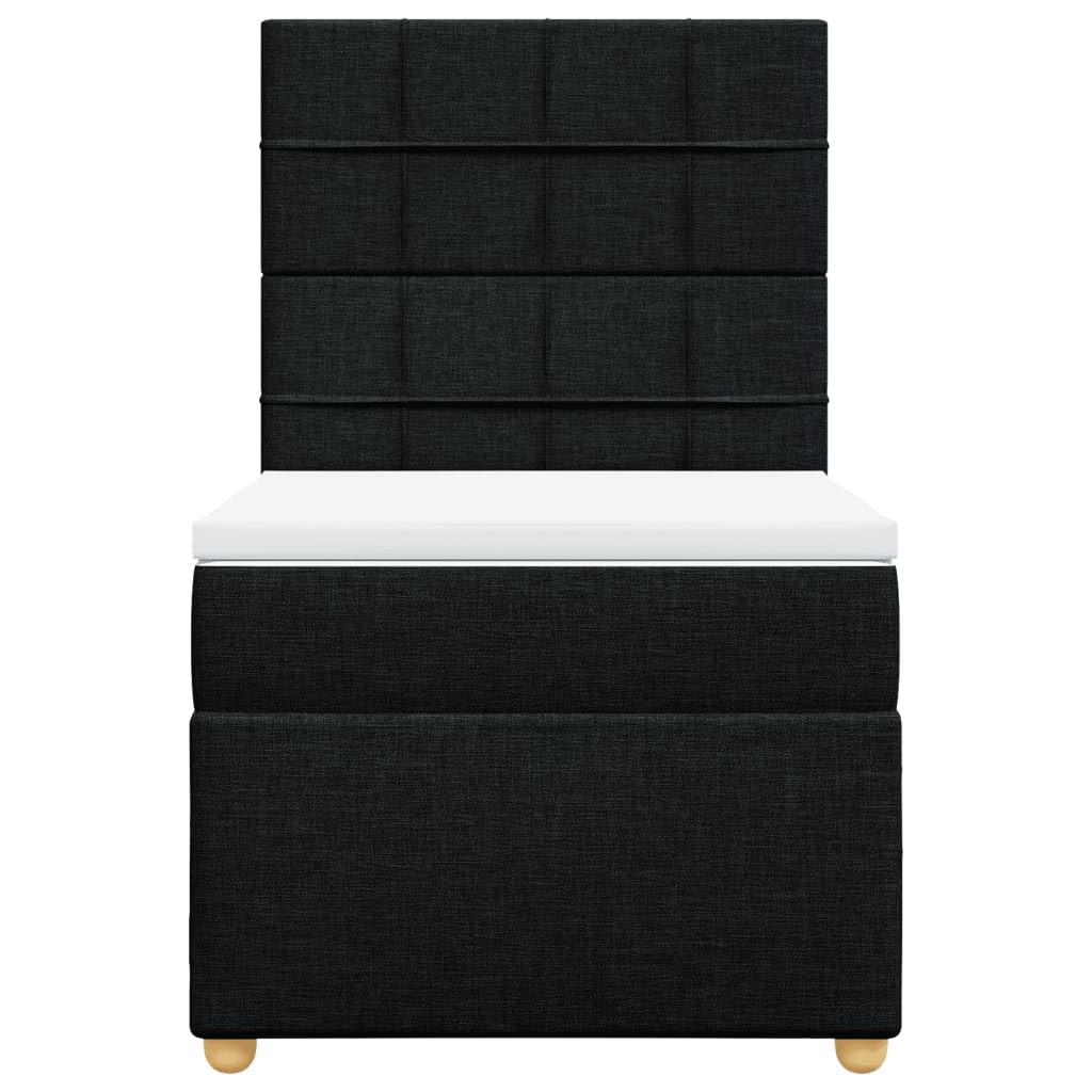 Lit à sommier tapissier avec matelas tissu noir 80x200 cm
