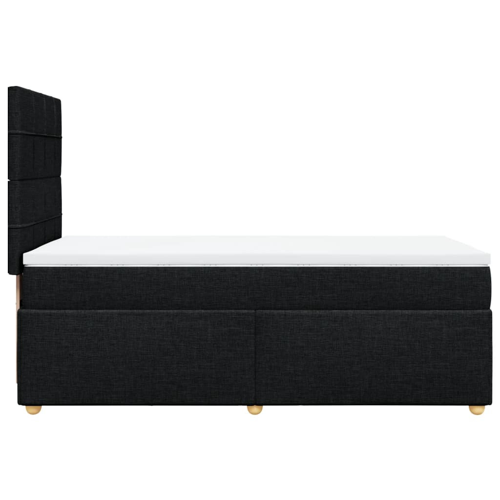 Lit à sommier tapissier avec matelas tissu noir 80x200 cm