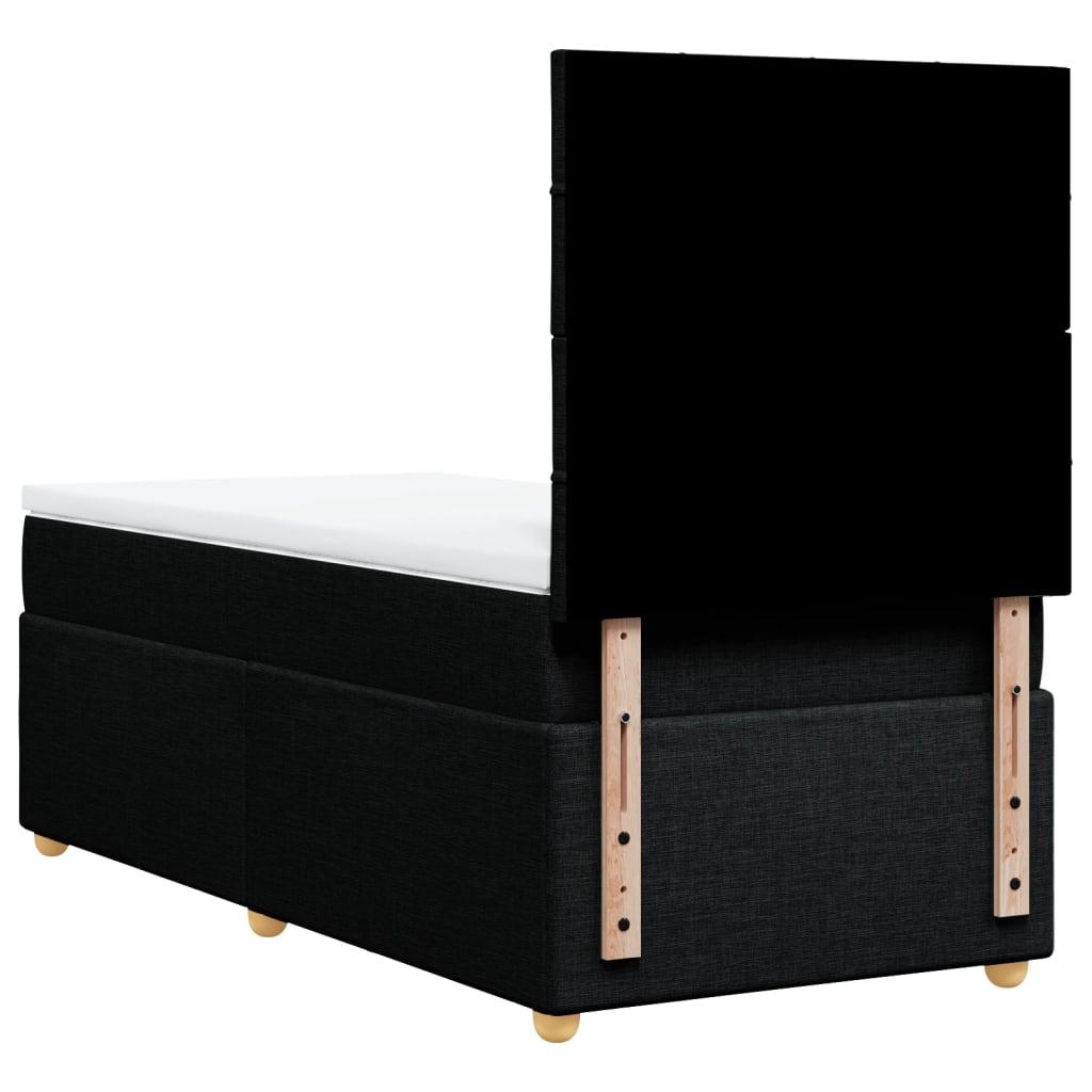 Lit à sommier tapissier avec matelas tissu noir 80x200 cm
