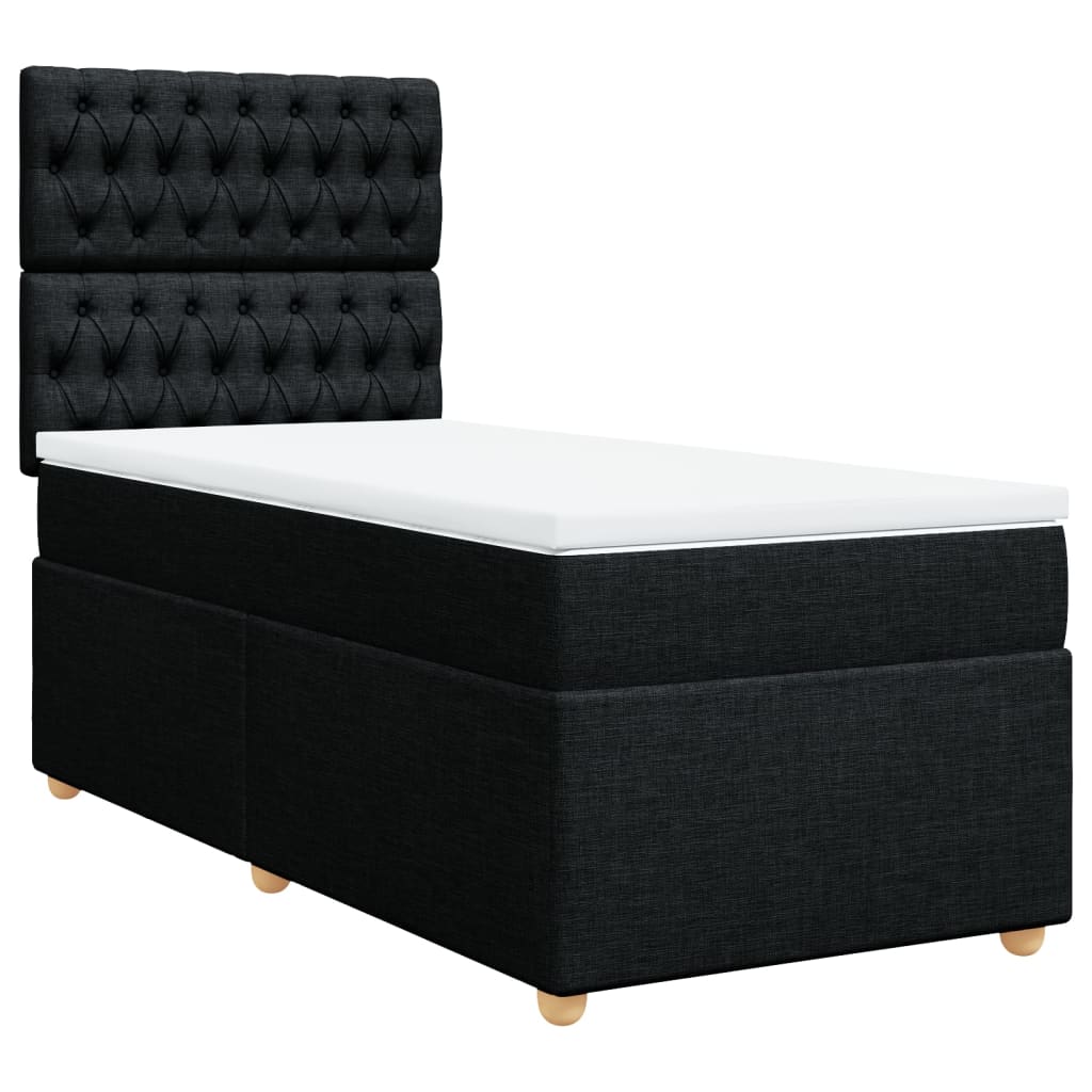 Lit à sommier tapissier avec matelas tissu noir 80x200 cm