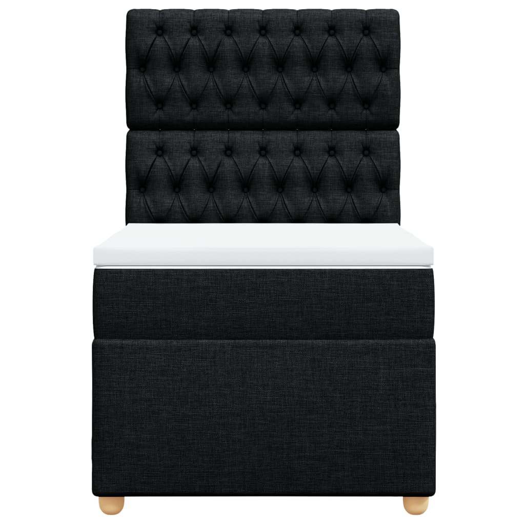 Lit à sommier tapissier avec matelas tissu noir 80x200 cm