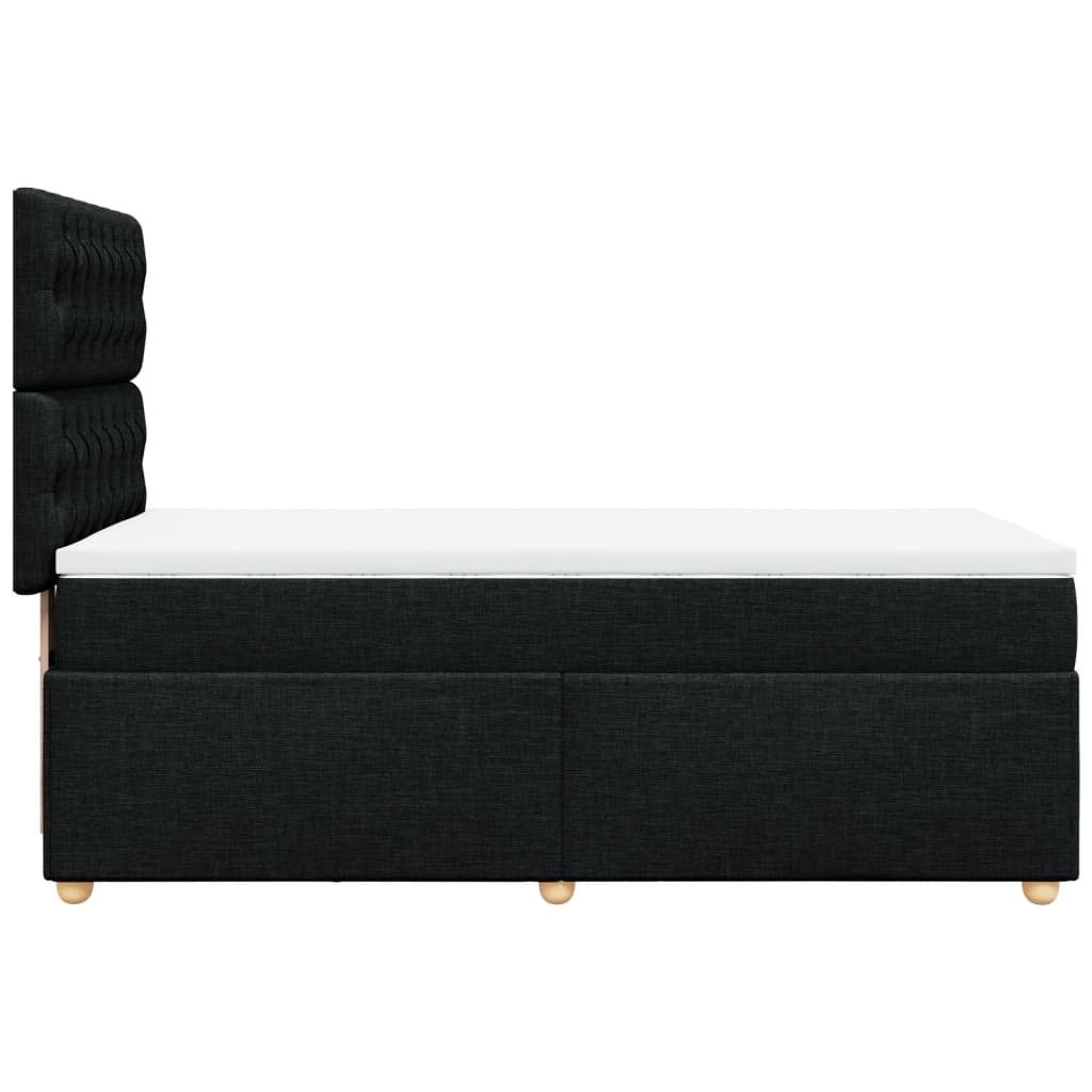 Lit à sommier tapissier avec matelas tissu noir 80x200 cm