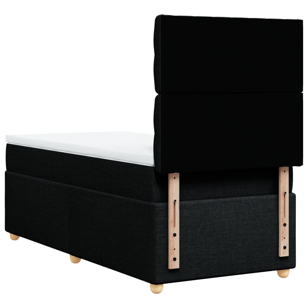 Lit à sommier tapissier avec matelas tissu noir 80x200 cm