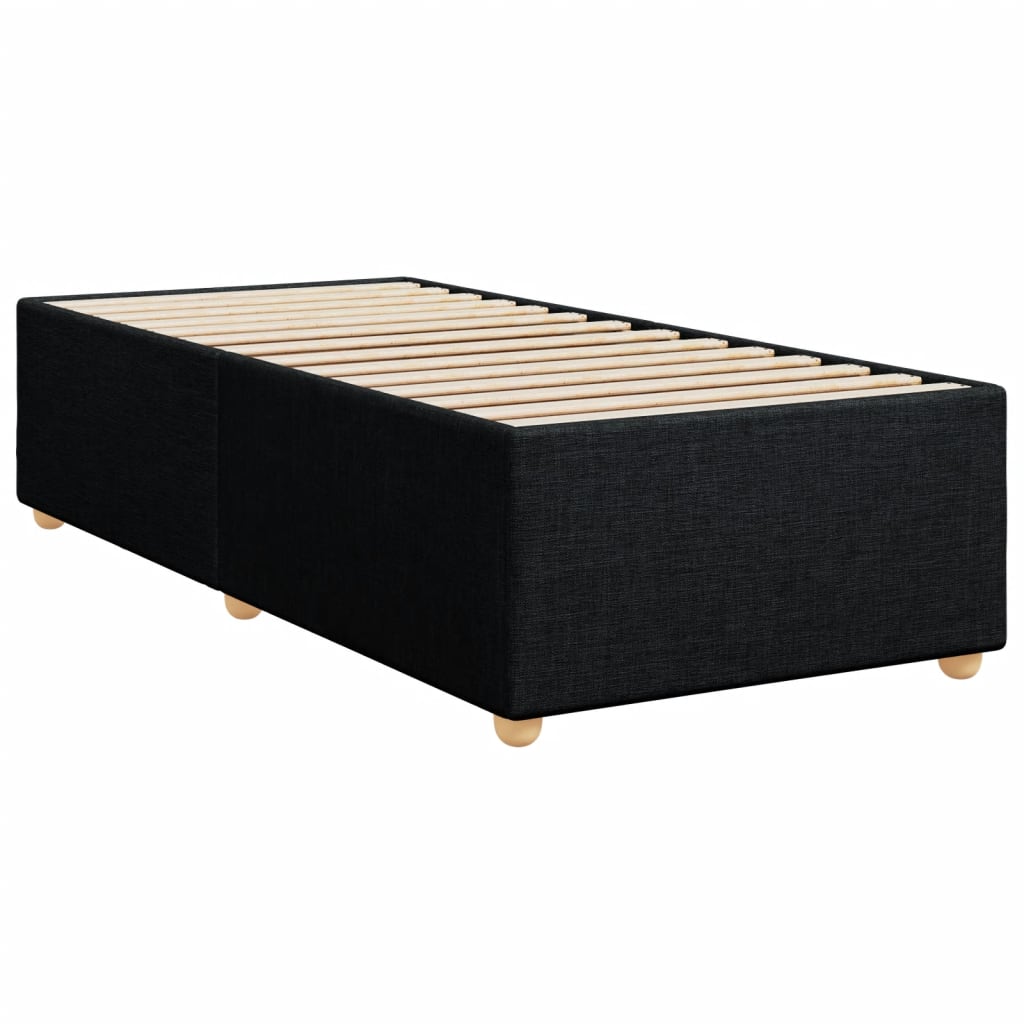 Lit à sommier tapissier avec matelas tissu noir 80x200 cm