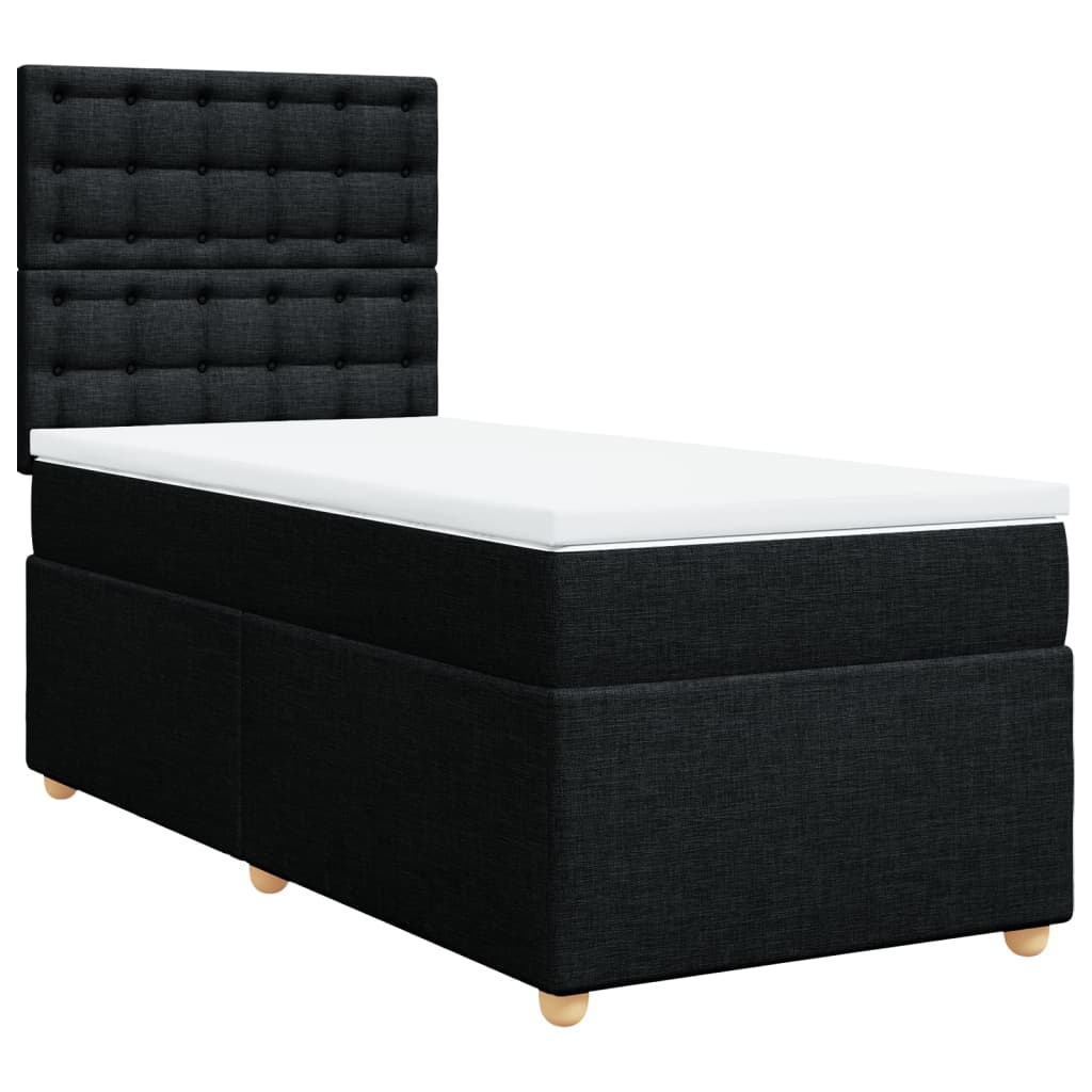 Lit à sommier tapissier avec matelas tissu noir 80x200 cm