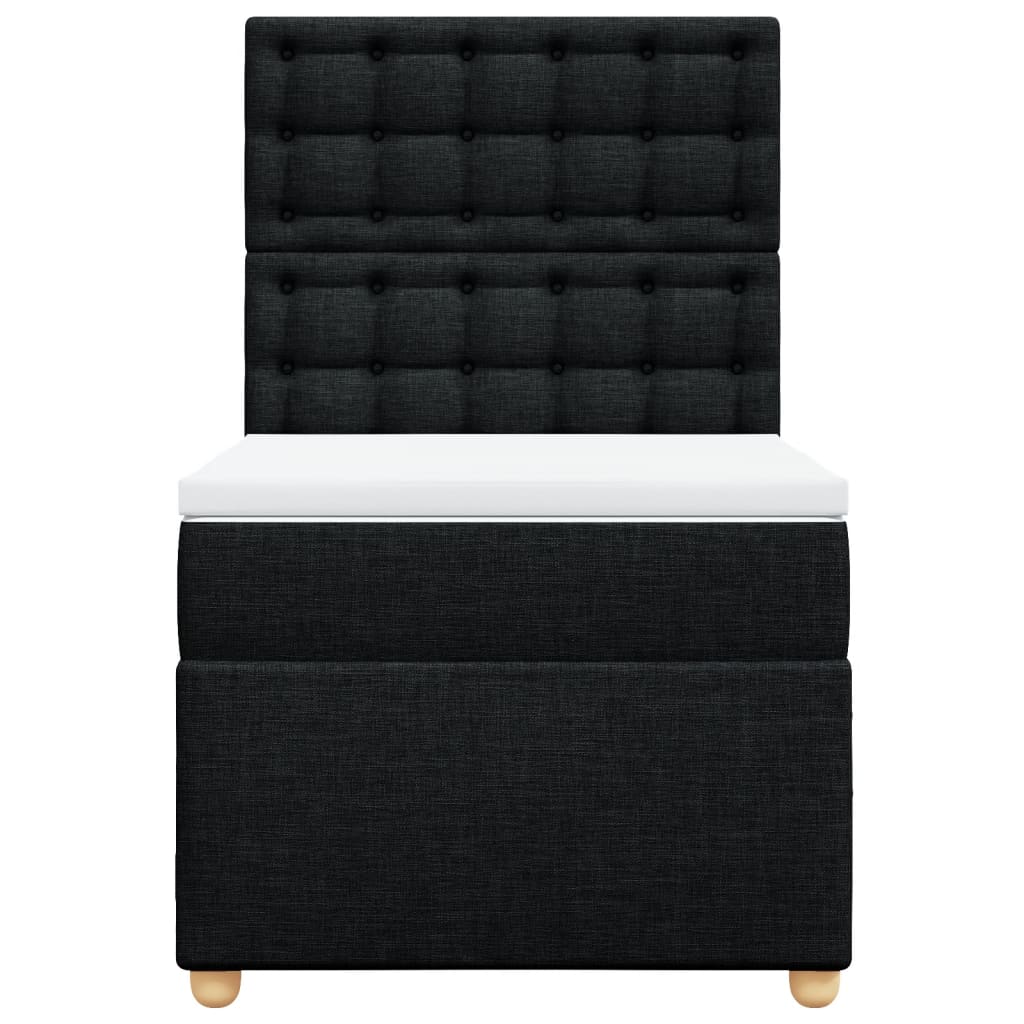 Lit à sommier tapissier avec matelas tissu noir 80x200 cm